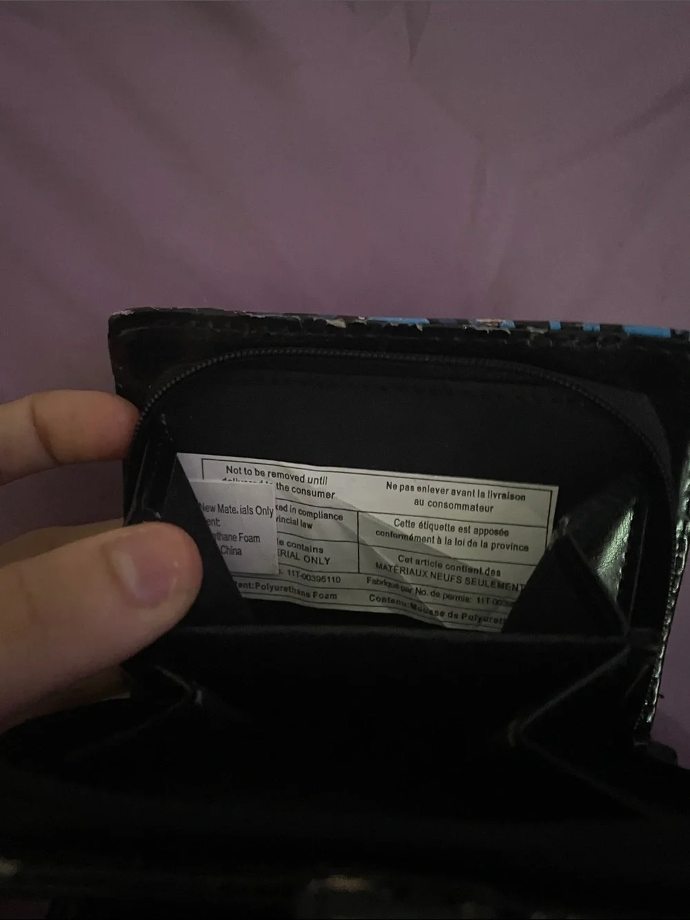 Black with blue decorated wallet